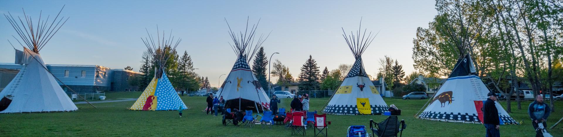 tipis at sunrise from 2024 tipi camp