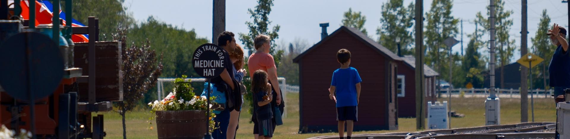 Champion Park Open House with people standing on the tracks
