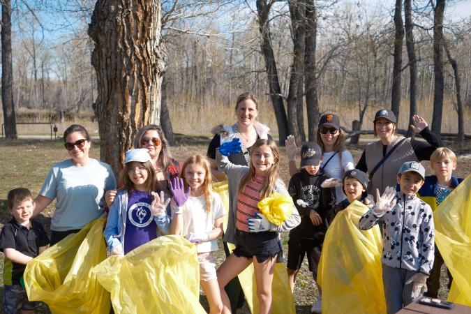 residents cleaning up